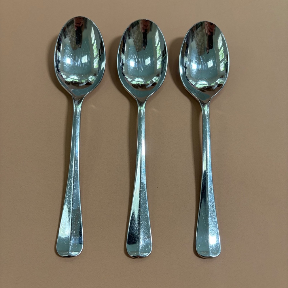Gorham Colonial Tipt Soup Spoons 7in Glossy‎ 18/8 Stainless Tablespoons Set of 3
